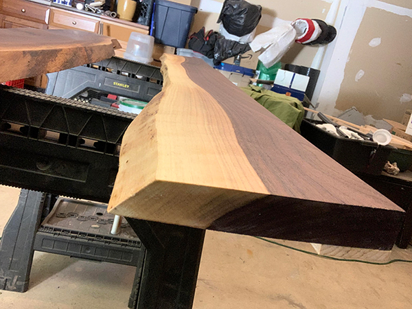 walnut live edge cut in half